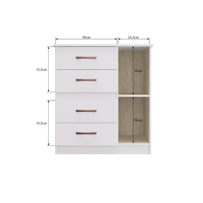 Cômoda 4 Gavetas 1 Porta Caribe 508 Móveis Doripel
