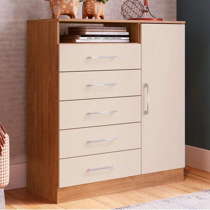 Cômoda Rubi 1 Porta 5 Gavetas - Irm Móveis Marrom
