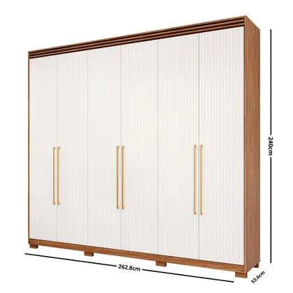 Guarda Roupa Casal com Pés 6 Portas 100 MDF Aurora Panan