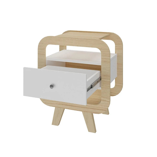 Mesa de Canto Theo 1 Gaveta com Usb Cinamomo/Off White - Artely