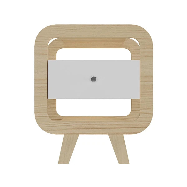 Mesa de Canto Theo 1 Gaveta com Usb Cinamomo/Off White - Artely