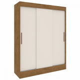 Guarda-Roupa Solteiro Marselha 3 Portas 2 Gavetas Off White/Nogueira - Doripel Marrom
