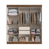 Guarda-roupa Casal New Xangai 6 Portas 2 Gavetas 100% Mdf Off White/nogueira - Doripel Bege