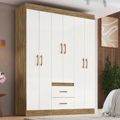 Guarda-roupa 30206 6 Portas 2 Gavetas 2 Prateleiras Rivera - Móveis Doripel