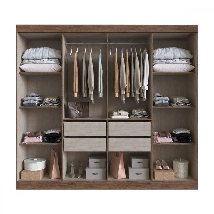 Guarda-roupa Casal Califórnia 8 Portas 4 Gavetas Castanho/nude - Doripel Bege