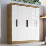 Guarda-roupa Casal New Xangai 6 Portas 2 Gavetas 100% Mdf Off White/nogueira - Doripel Bege