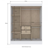 Guarda-Roupa Solteiro Marselha 3 Portas 2 Gavetas Off White/Nogueira - Doripel Marrom