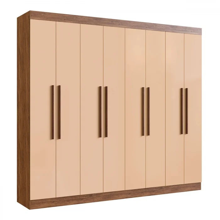 Guarda-roupa Casal Califórnia 8 Portas 4 Gavetas Castanho/nude - Doripel Bege