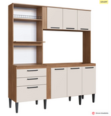 Cozinha Compacta Sophia 7 Portas 2 Gavetas Freijó/Off White - Irm Móveis