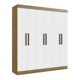 Guarda-roupa Casal New Xangai 6 Portas 2 Gavetas 100% Mdf Off White/nogueira - Doripel Bege