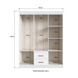 Guarda-roupa 30206 6 Portas 2 Gavetas 2 Prateleiras Rivera - Móveis Doripel