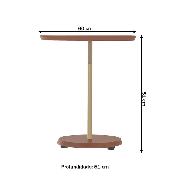 Mesa Canto Bia 60 Cm 100% Mdf Terracota - Artely