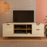 Rack para TV Até 60 Polegadas Michigan 1 Porta 2 Gavetas Off White/Carvalho - Artely