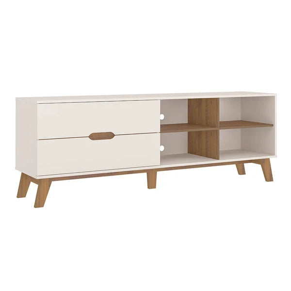 Rack para TV Até 75 Polegadas Verona 2 Gavetas Off White/Pinho - Artely Móveis